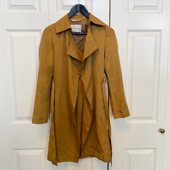 aritzia babaton maximo trench coat in yellow ochre - Picture 3 of 5